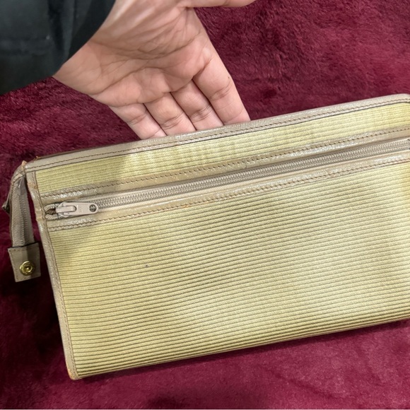 YSL Large Vintage Clutch - Dark Gold and Tan with monogrammed lining - Picture 14 of 16